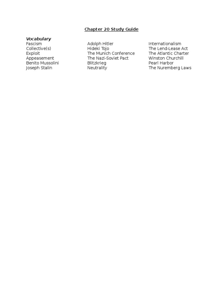 Chapter 20 Study Guide | PDF