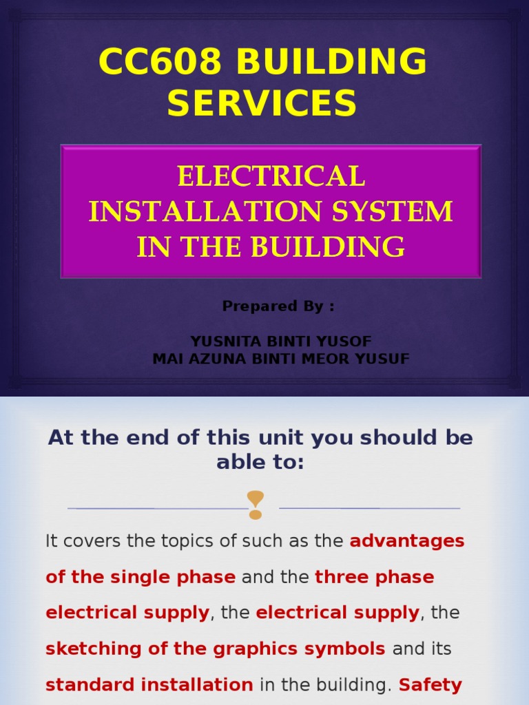 Topic 1 Electrical Installation System in The Building | PDF ...