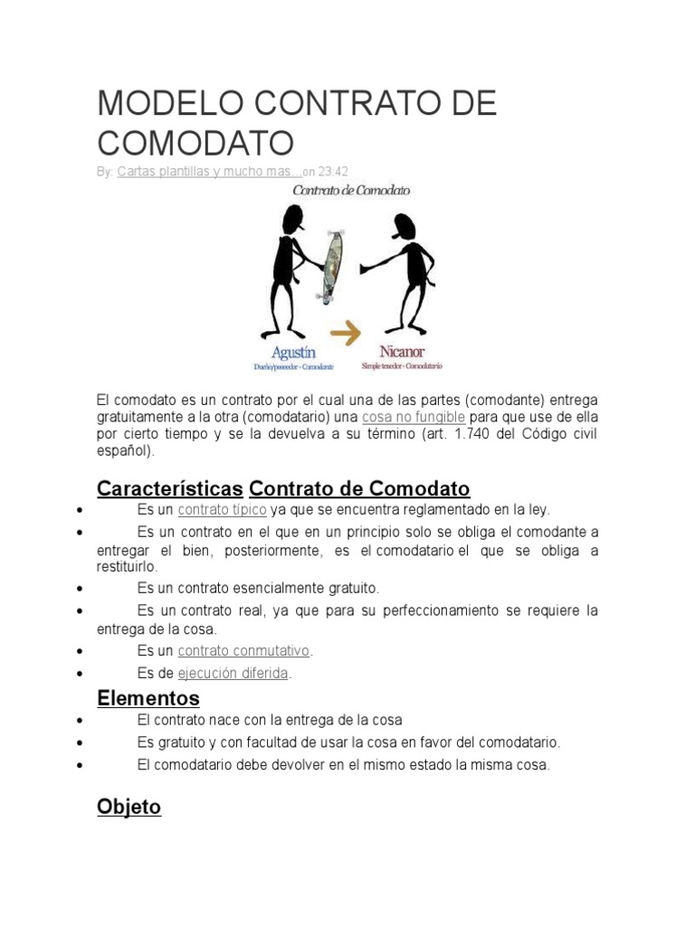 Modelo Contrato De Comodato Nuevo Codigo Civil Noticias