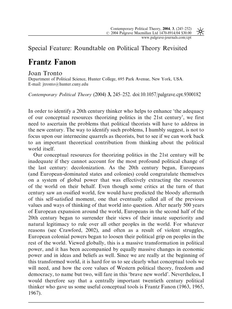 Frantz Fanon Political Theory Pdf Frantz Fanon Colonialism