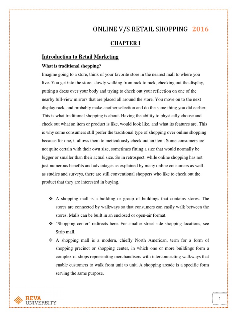 Online Shopping VS Traditional Ways of Shopping PDF Online Shopping