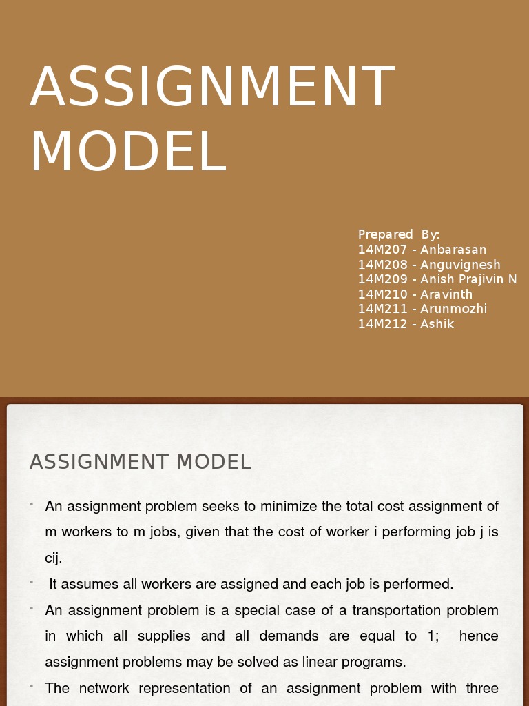 assumptions of assignment model