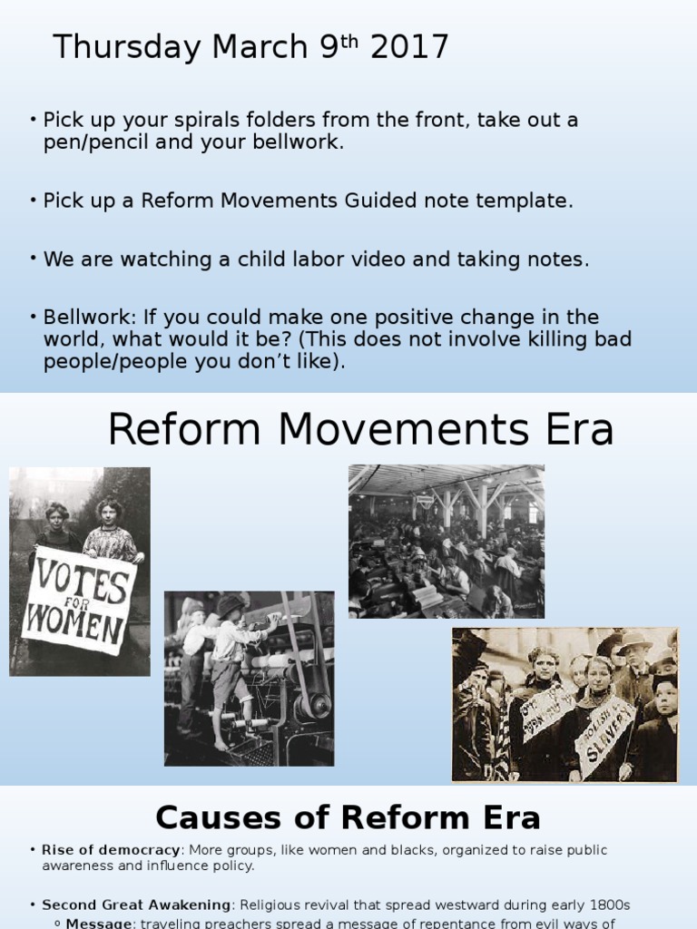 Reform Movements Overview and Notes | PDF