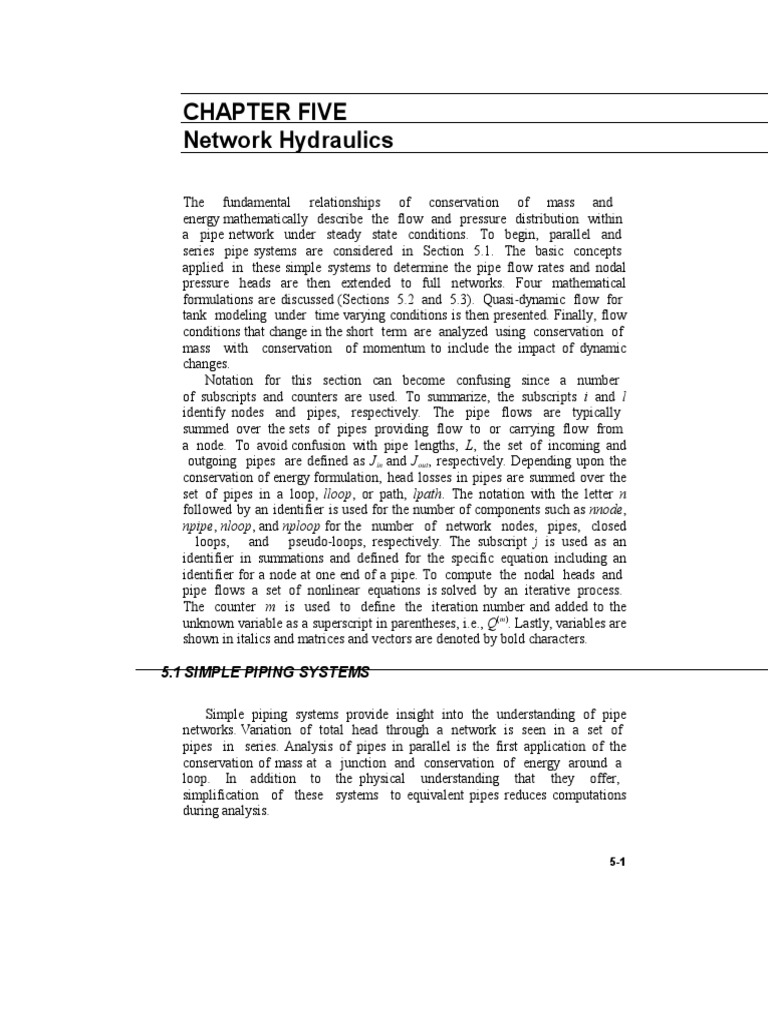 Pipe Network Hydraulics Analysis | PDF | Fluid Dynamics | Equations