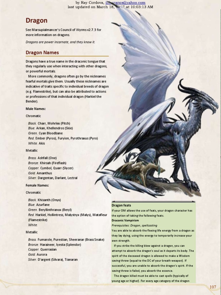 Excerpt - 5e Dragon Race | D20 System | Fantasy Role Playing Games