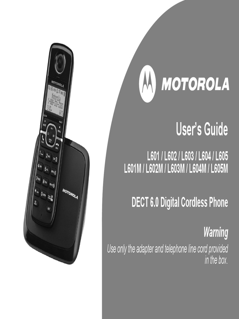 Motorola L601 Cordless Phone L601M PDF Telephone Telephone Call