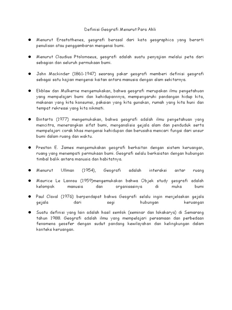 Definisi Geografi Menurut Para Ahli Pdf