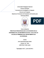 Practicas Pedagogicas de Los Docentes en La Ensenanza de Las Matematicas en El I Ciclo en La Escuelas Primarias Del Departamento de Ocotepeque