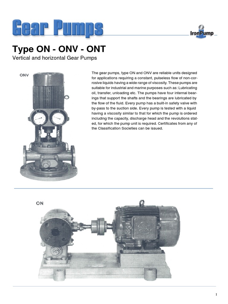 Gear Pumps ON and ONV Specifications | PDF | Pump | Gear