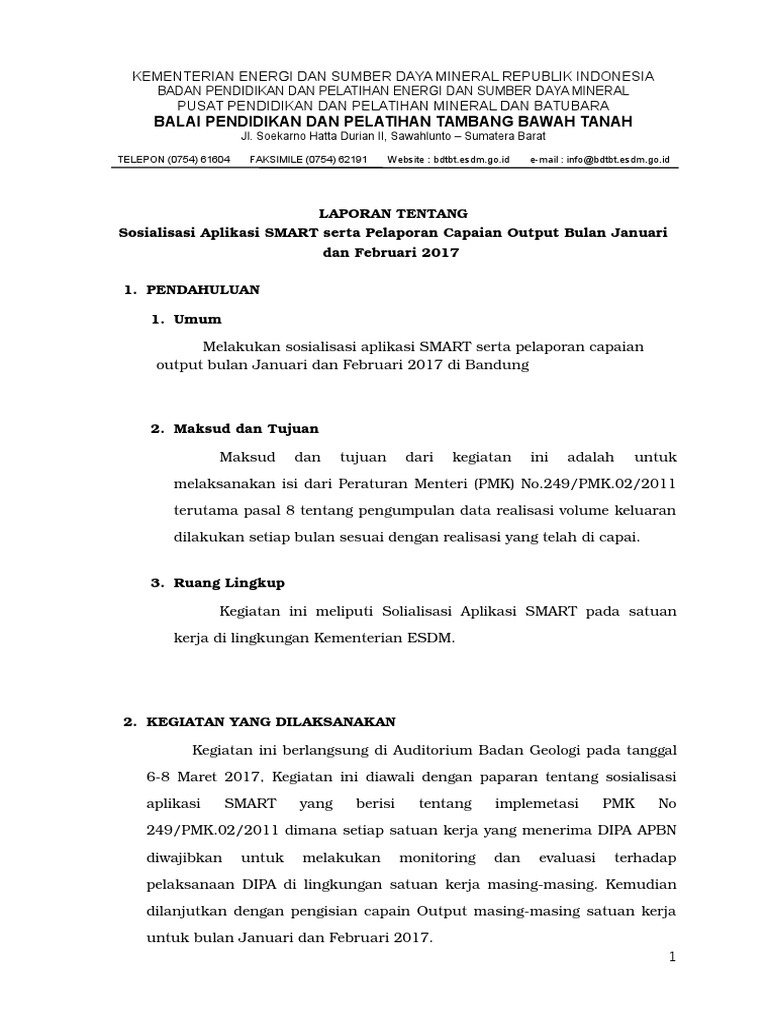 Contoh Laporan Perjalanan Dinas
