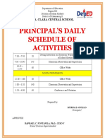 Principal'S Daily Schedule of Activities: Sta. Clara Central School