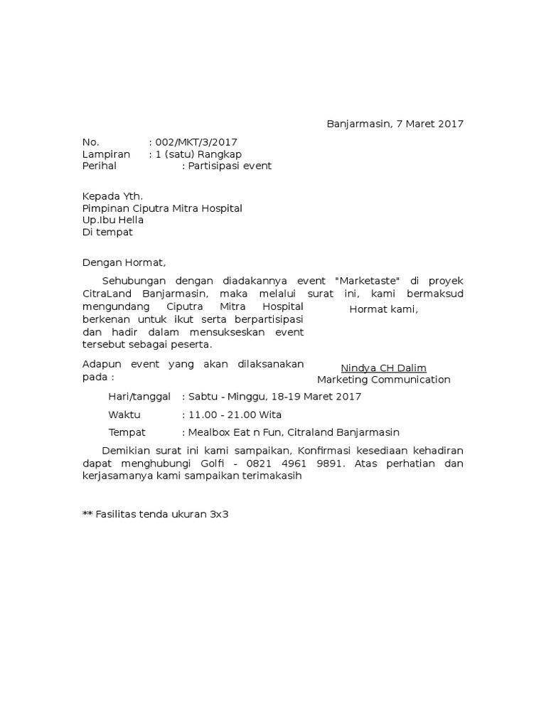 Surat Undangan Event
