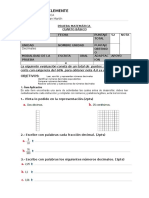 Prueba de Matemática Decimales