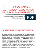 Tema 8. Evolucion y Distribución Geográfica de La Población Española