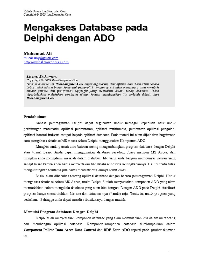Tutorial Delphi Ilmu Komputer - Com - PDF | PDF