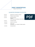 Suggested Program of Activities