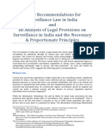 10.g Policy Reccomendations for Surveillance Law in India and an Analysis of Legal Provisions on Surveillance in India and the Necessary and Proportionate Principles