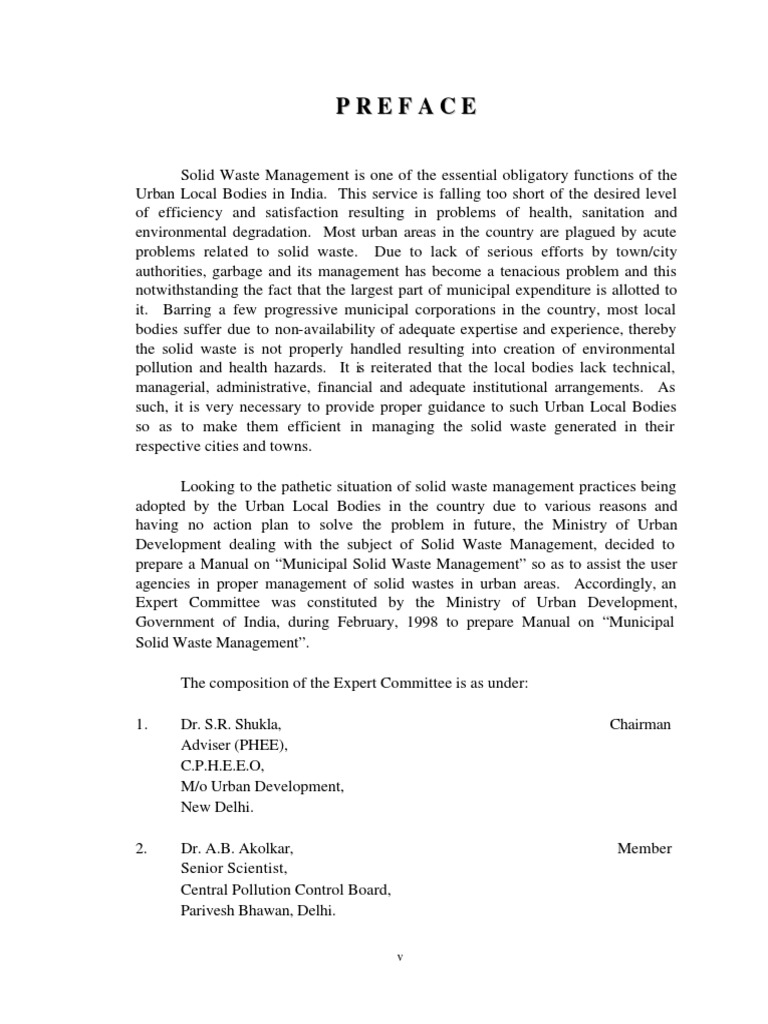 Manual On Solid Waste Management Systems (CPHEEO-2000) | PDF