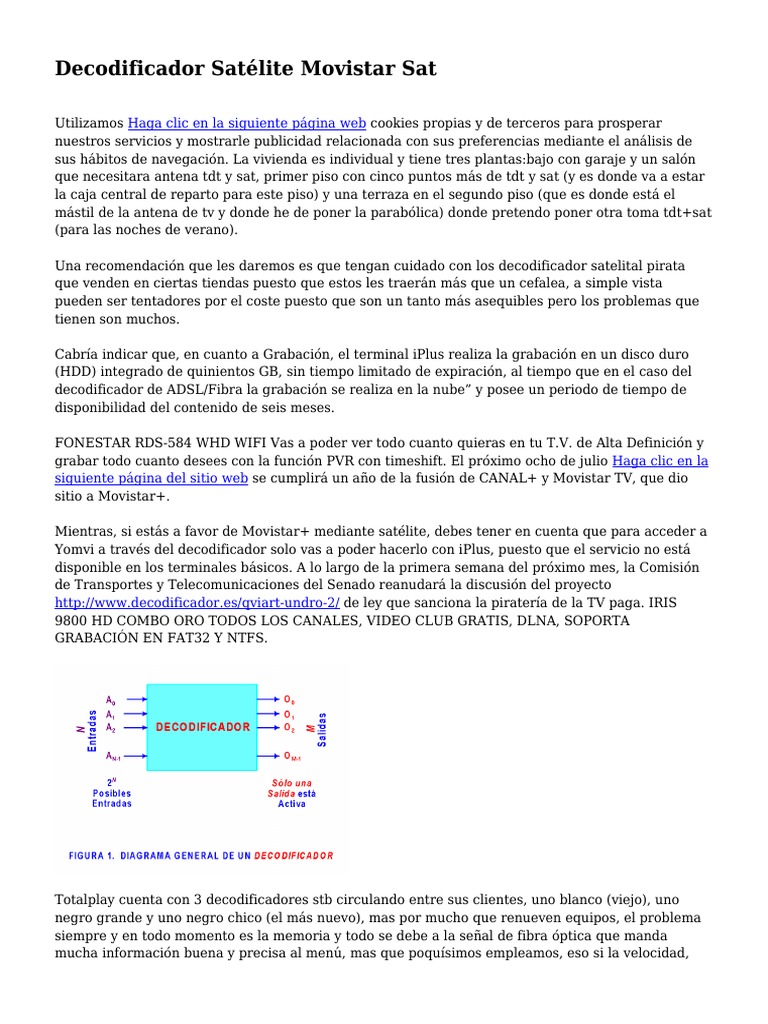 Decodificador Satélite Movistar Sat, PDF