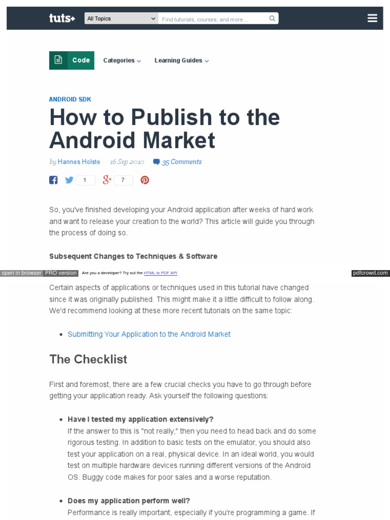 How To Publish To The Android Market | PDF | Android (Operating System ...