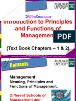Introduction To Principles and Functions of Management: (Text Book Chapters - 1 & 2)