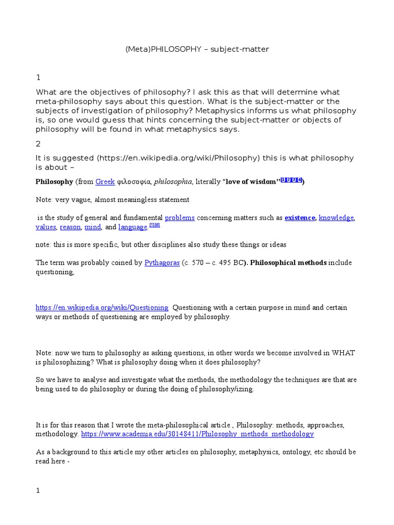 Metaphilosophy Subject Matter Reason Dialectic - 