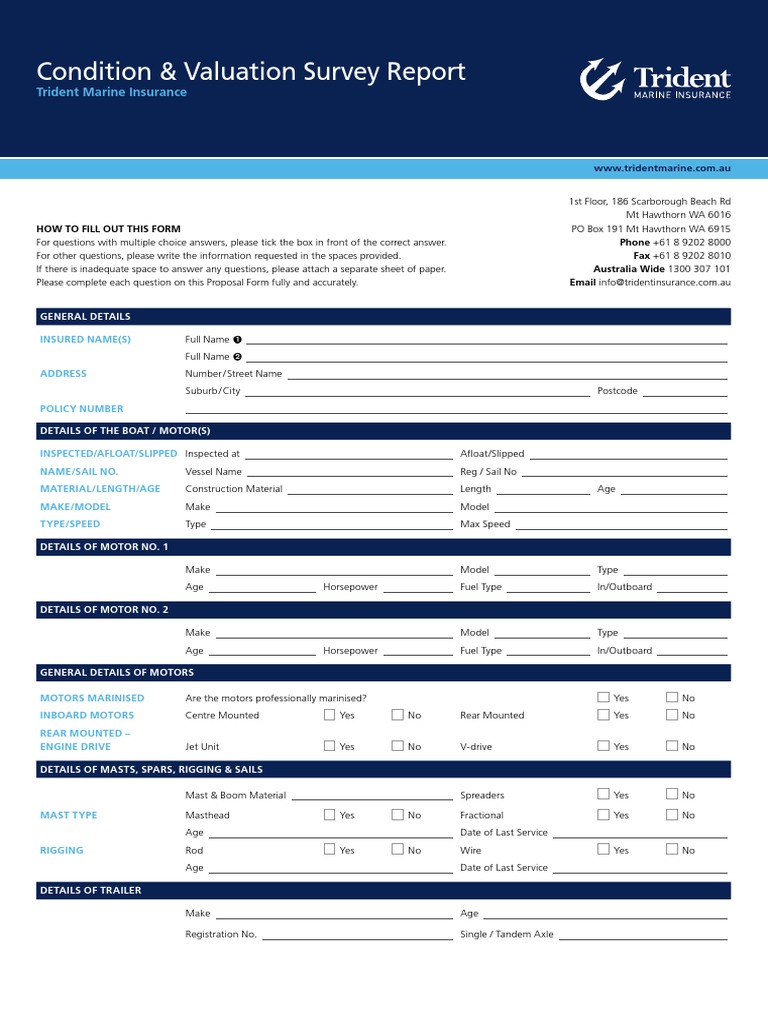 Trident Condition And Valuation Survey Report Mast Sailing Sail