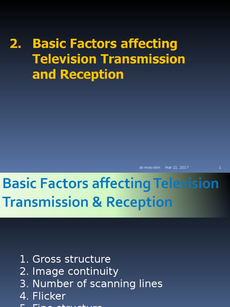 Basic Factors Affecting Television Transmission & Reception