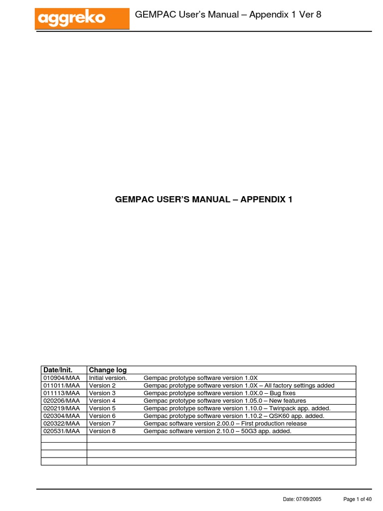 GEMPAC User Manual Appendix 1 | PDF | Mains Electricity | Application ...