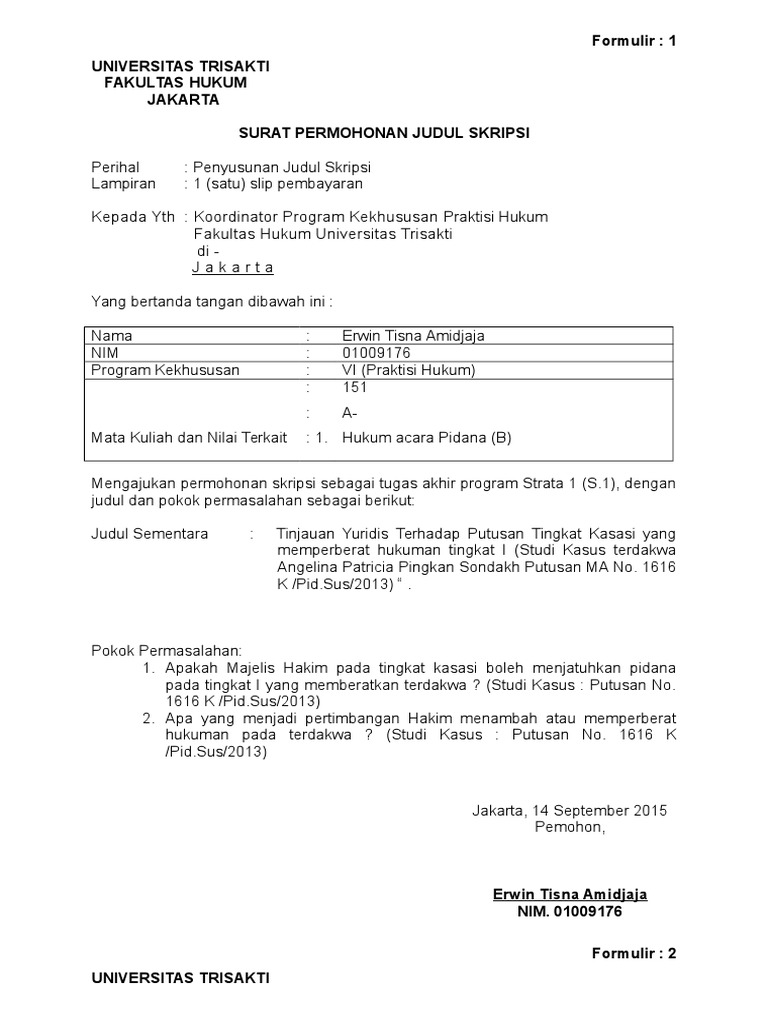 Formulir 1 4 Pk 6 Trisakti