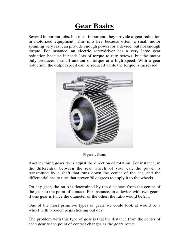 Gear Basics Figure1. Gears PDF Gear Mechanical Engineering