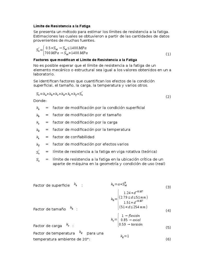 Límite de Resistencia A La Fatiga | PDF | Fatiga (material) | Física ...
