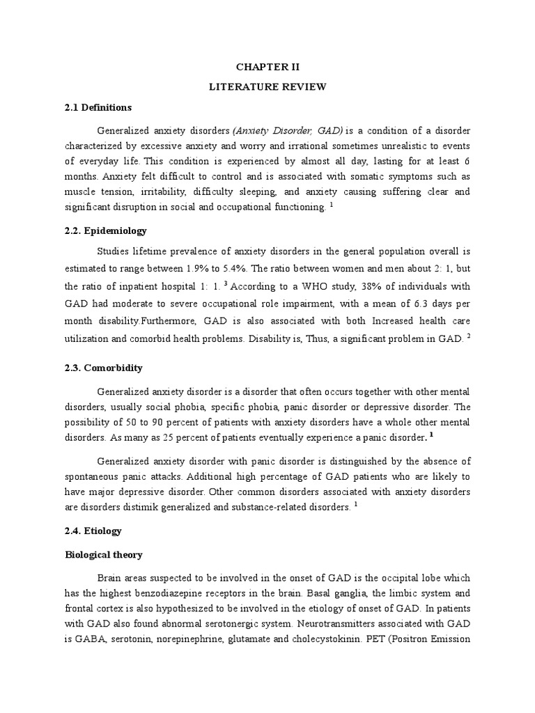 Literature Review PDF Generalized Anxiety Disorder Anxiety Disorder