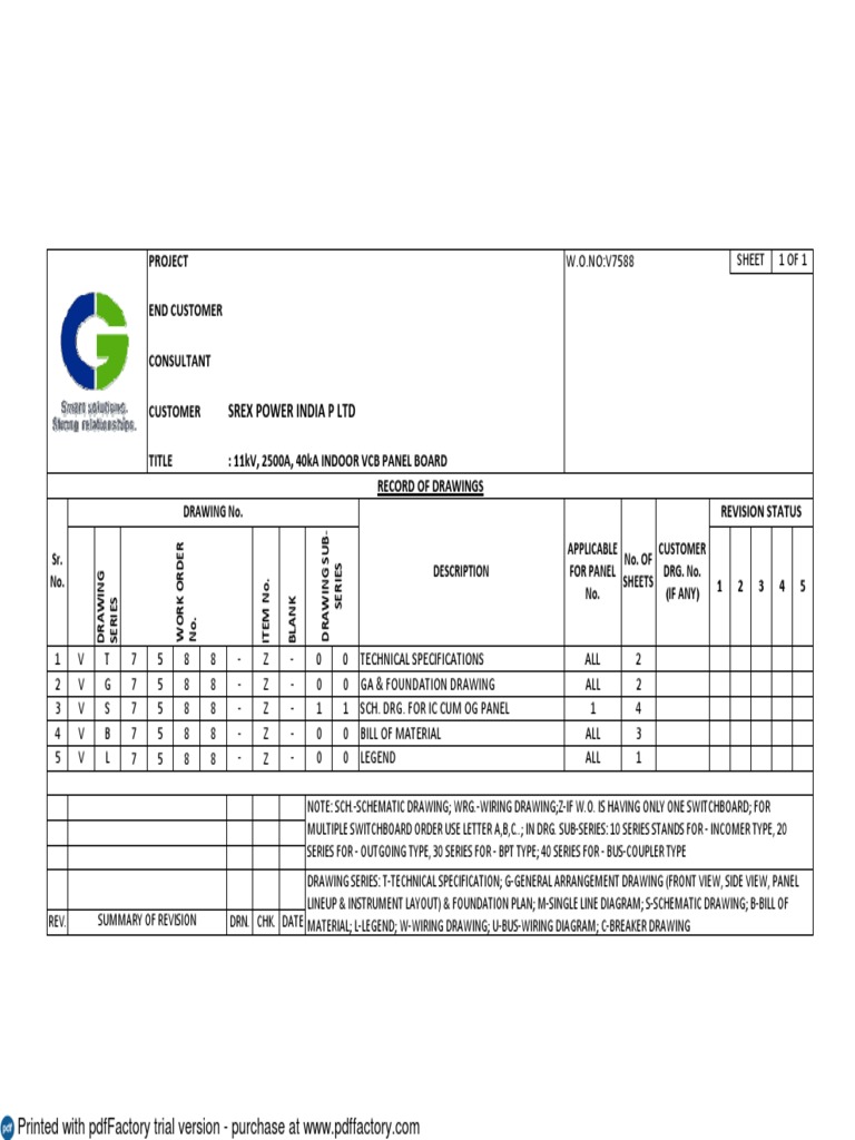 11kV 2500A VCB Panel Specifications | PDF | Relay | Fuse (Electrical)