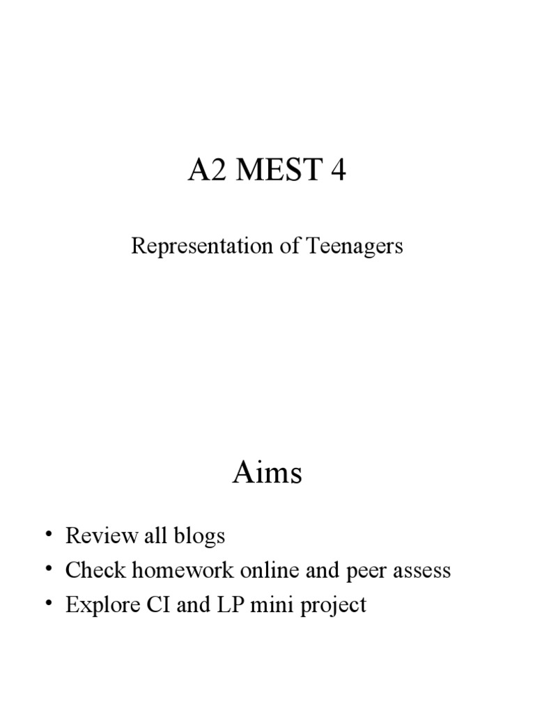 Teenager Representation Project Guide | PDF