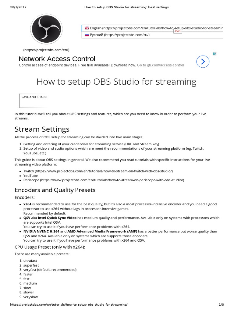How To Setup Obs Studio For Streaming Best Settings Streaming Media Media Technology