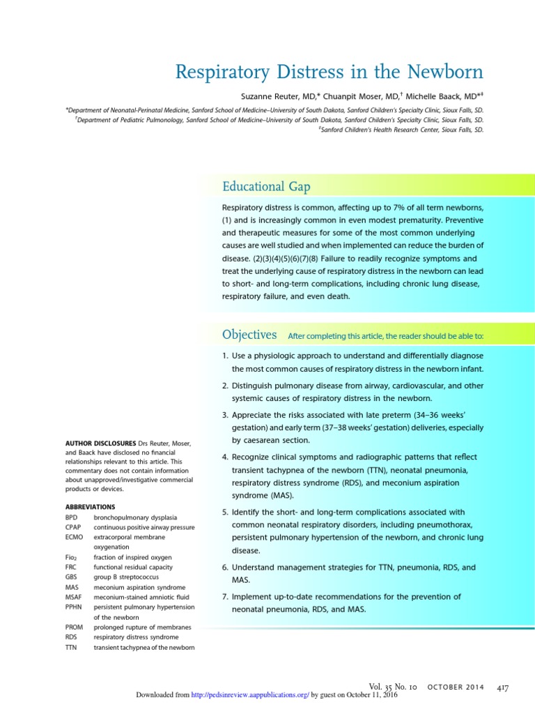 Respiratory Distress of The New Born | PDF | Lung | Pneumonia