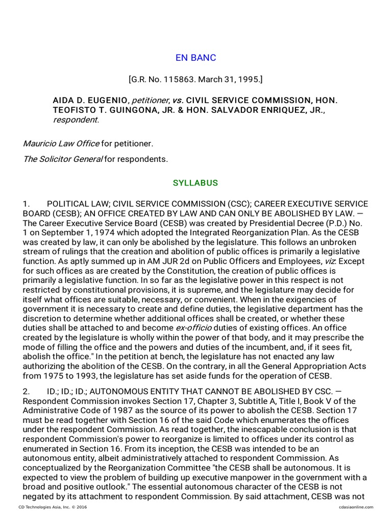 02 Eugenio V CSC | PDF | Civil Service | Employment