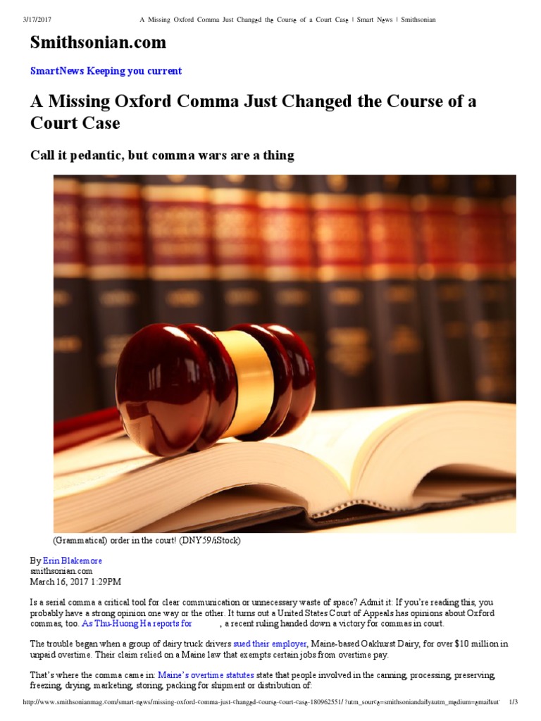 A Missing Oxford Comma Just Changed the Course of a Court Case _ Smart News _ Smithsonian