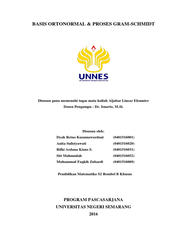 Basis Ortonormal dan Proses Gram-Schmidt | PDF