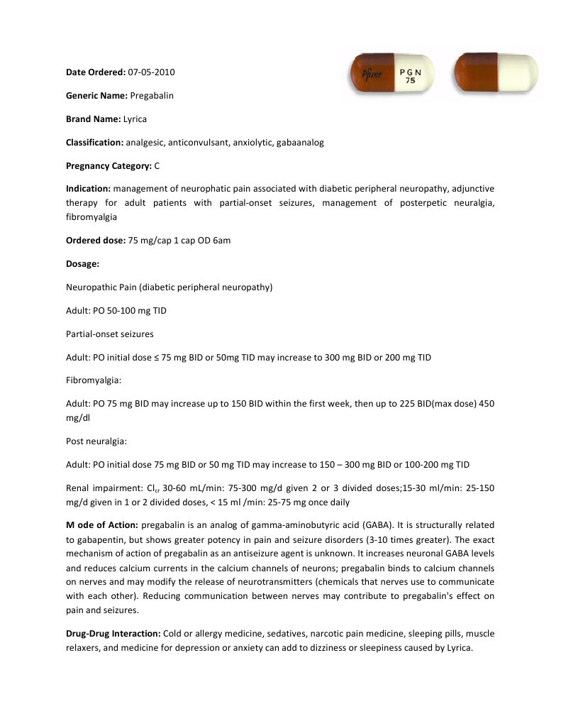 Lyrica Drug Study PDF Nervous System Drugs