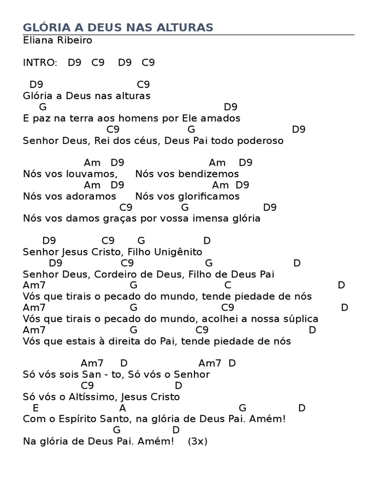 Glória A Deus Nas Alturas - Eliana Ribeiro | PDF