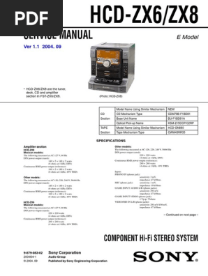 Hcd-zx6 Zx8 Diagrama Sony | PDF | Compact Cassette