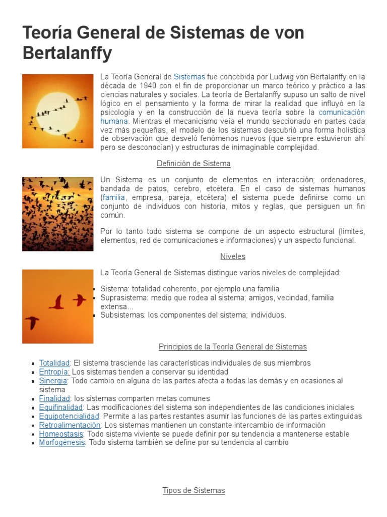 Teoría General De Sistemas De Von Bertalanffy Pdf Teoría De