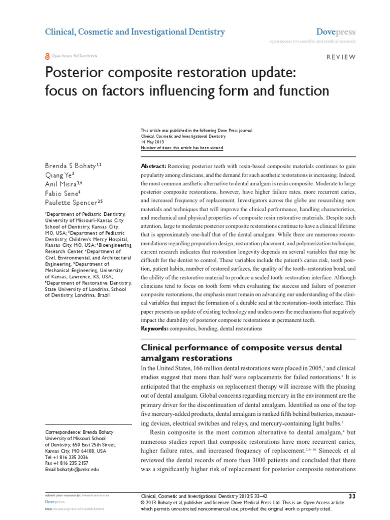 Posterior Composite Restoration Update | PDF | Dental Composite | Mouth