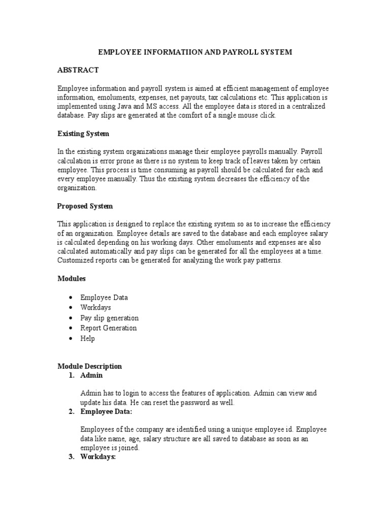 Employee Information and Payroll System | PDF | Payroll | Databases