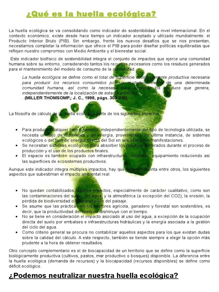 Definición y análisis de la huella ecológica | PDF | Ecología ...