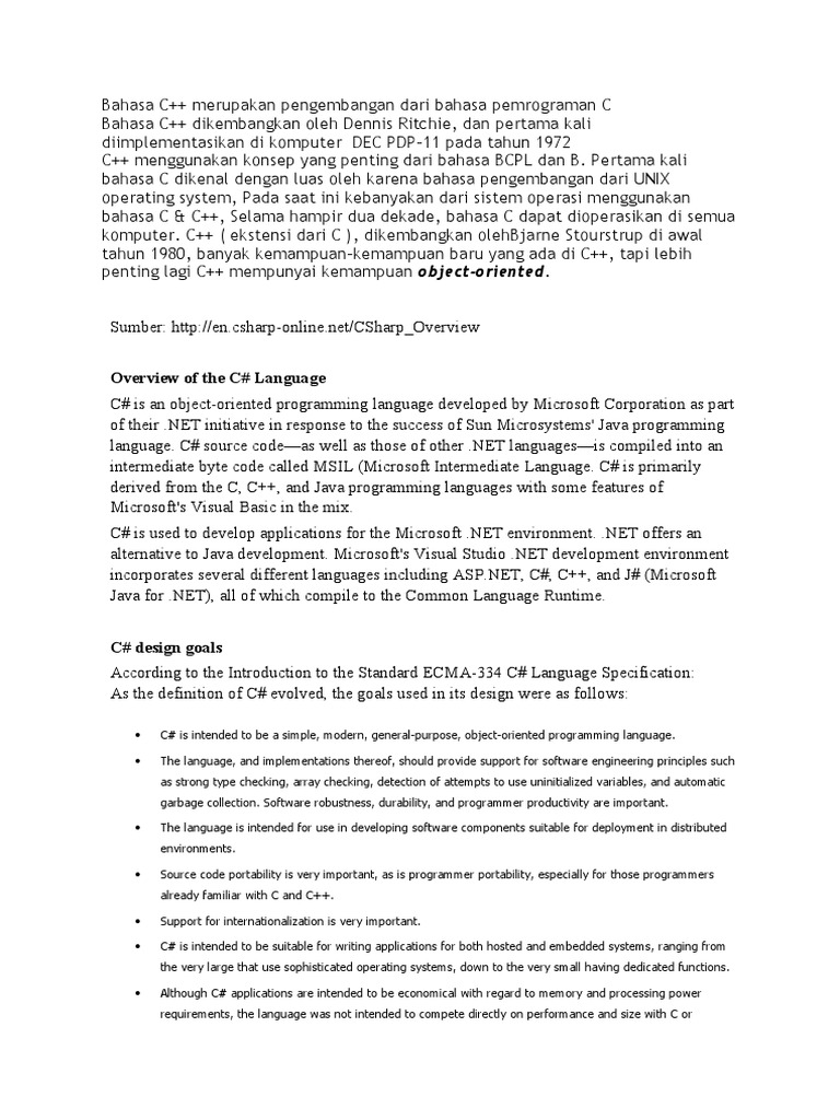 Overview of The C# Language | PDF | C Sharp (Programming Language ...