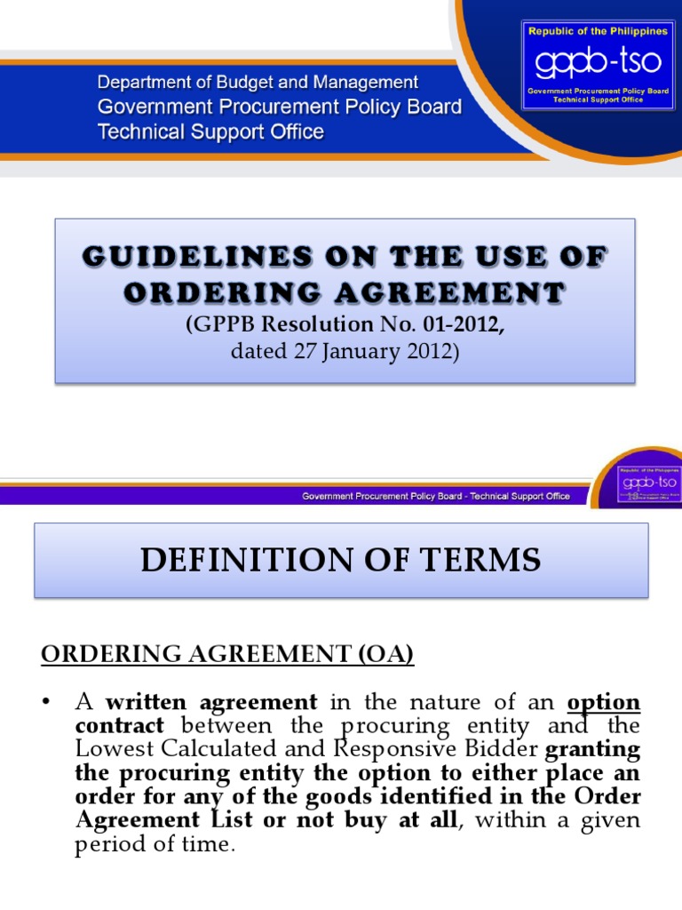 Ordering Agreement Guidelines (CAO) PDF Procurement Option (Finance)