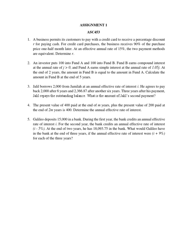 Financial Problem Solving Assignments | PDF